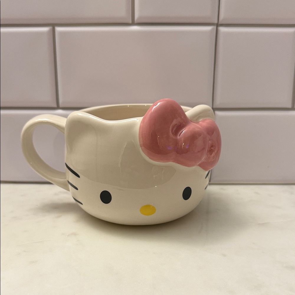 Hello Kitty Cream Ceramic Cup with Pink Accents
